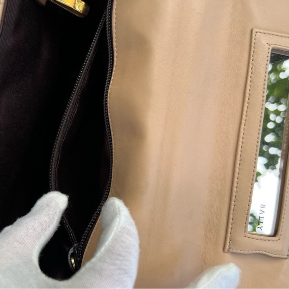 BALLY Shoulder Bag Handbag Leather Beige Crossbody Bag - Picture 8 of 16